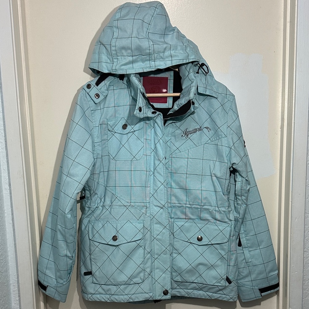 Iguana soundsystem Ski Snowboard Light Blue Hooded Storage Full Zip Jacket‎ S38